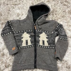 100% wool Kyber Cozy Gray Knit adult Hoodie sz.small